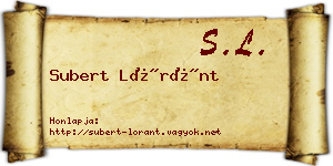 Subert Lóránt névjegykártya